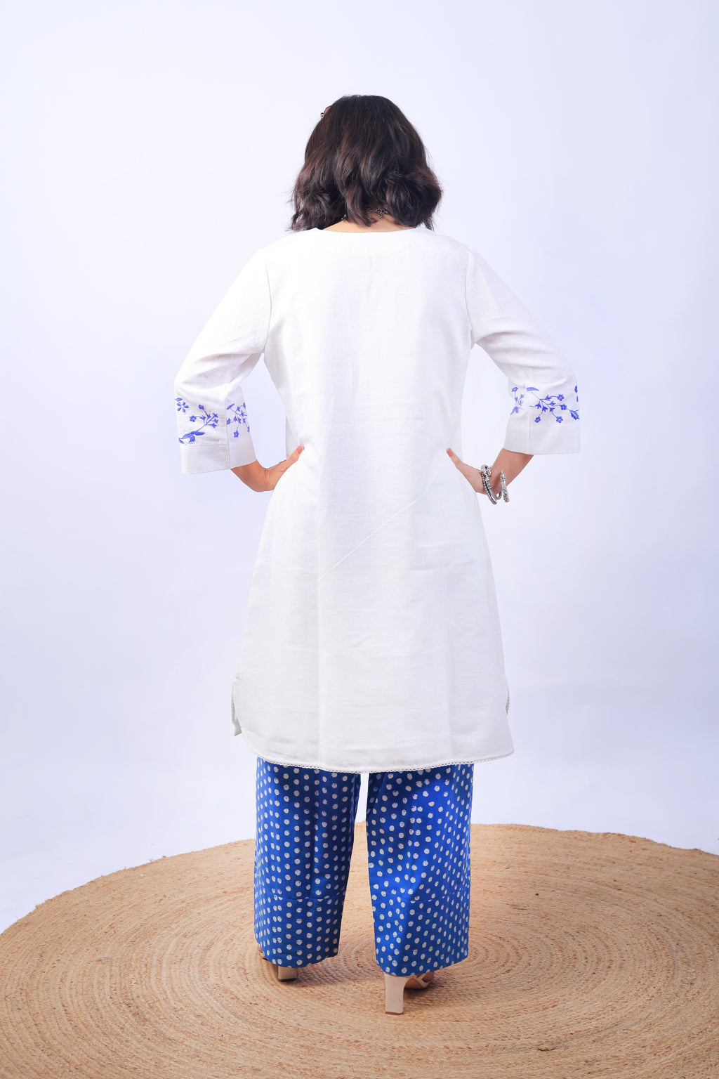 White  embrioded farsi suit