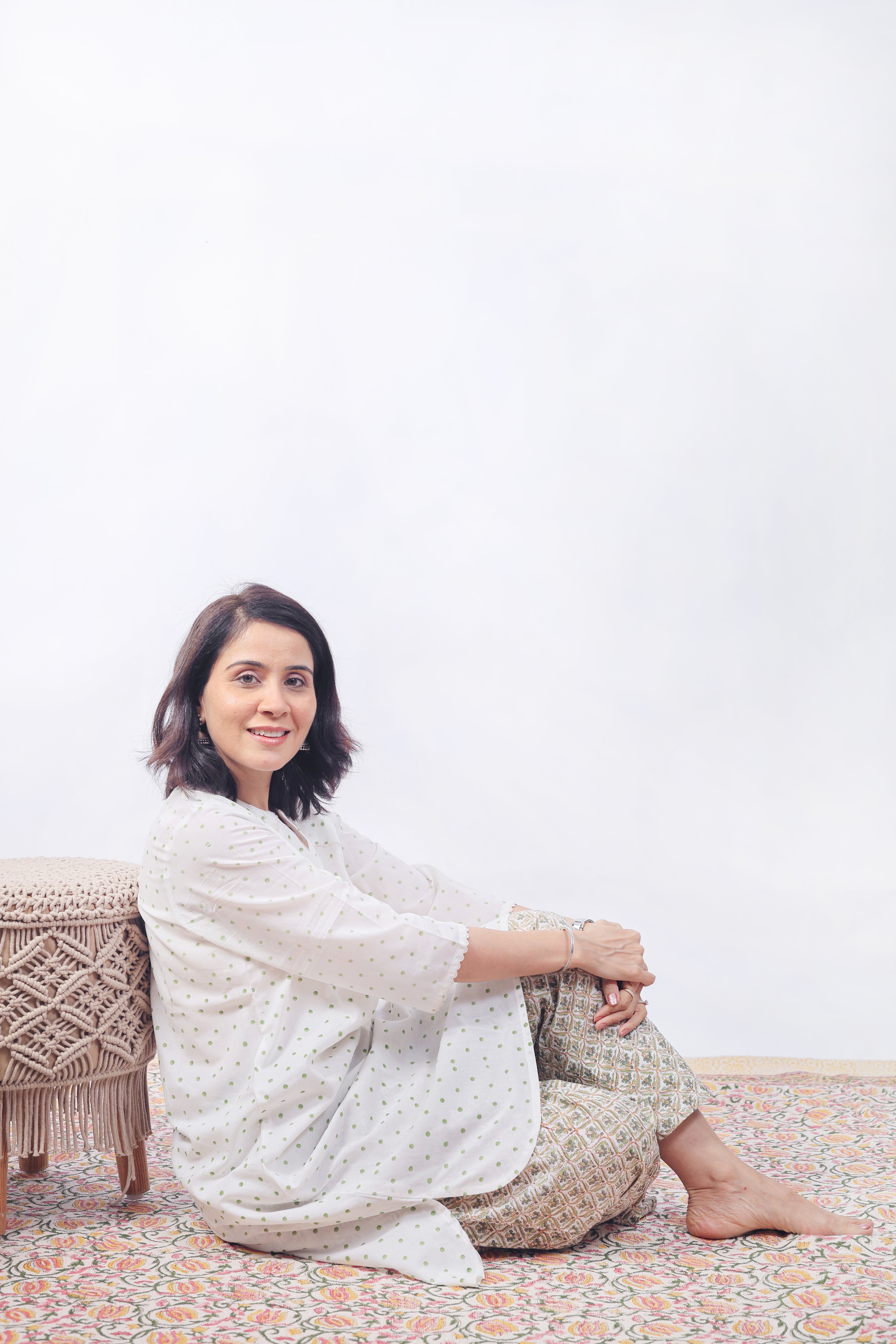 White  farsi kurta set