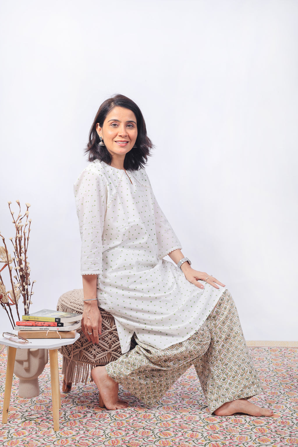 White  farsi kurta set