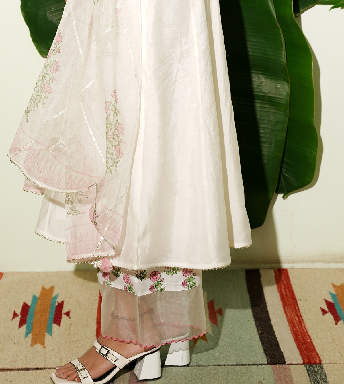 Dhairya beige mul chanderi kurta set