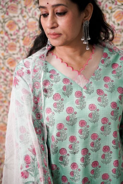 Kamini- kota doria hand block  set