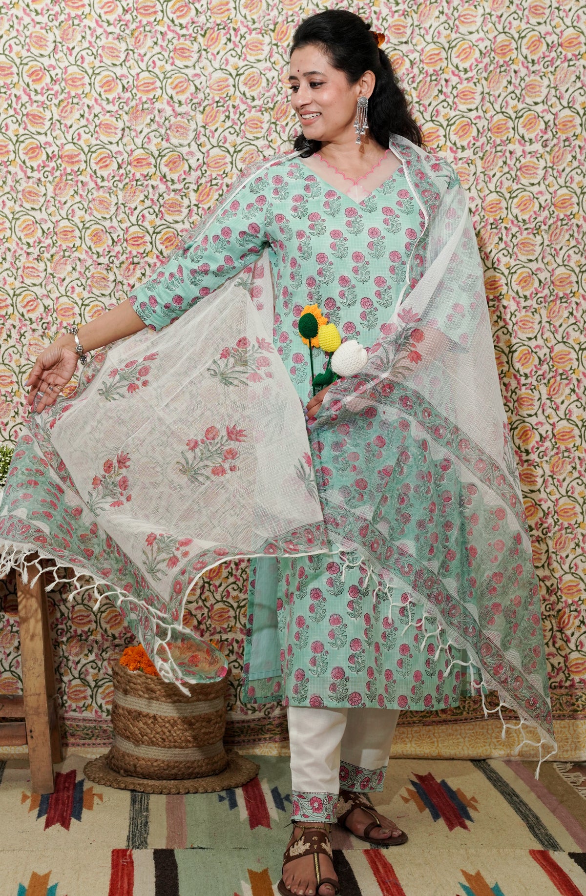 Kamini- kota doria hand block  set