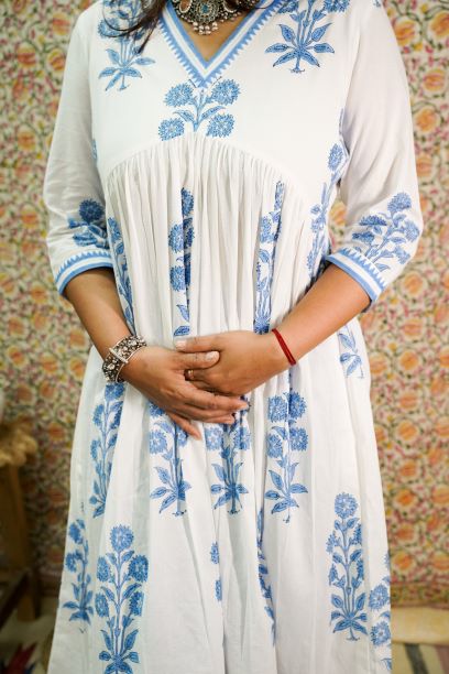Indigo Hand Block Printed Kurta