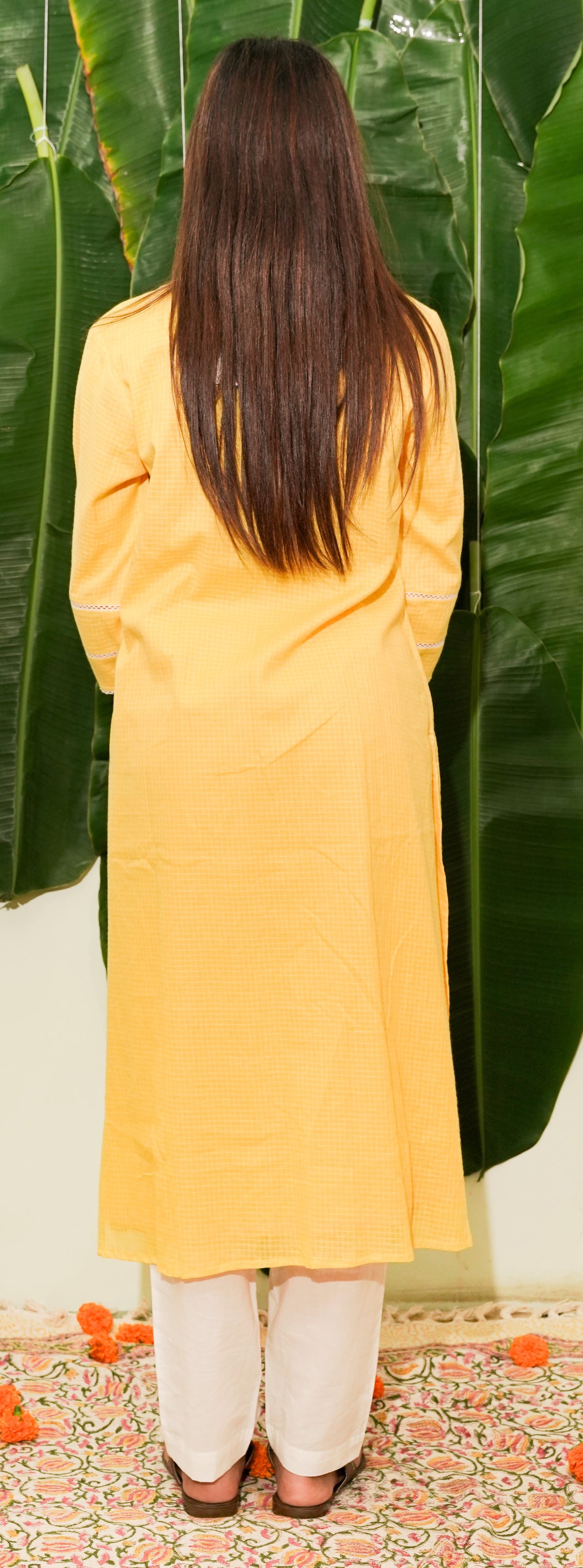 Sunshine Yellow Kota Doria Kurta Set