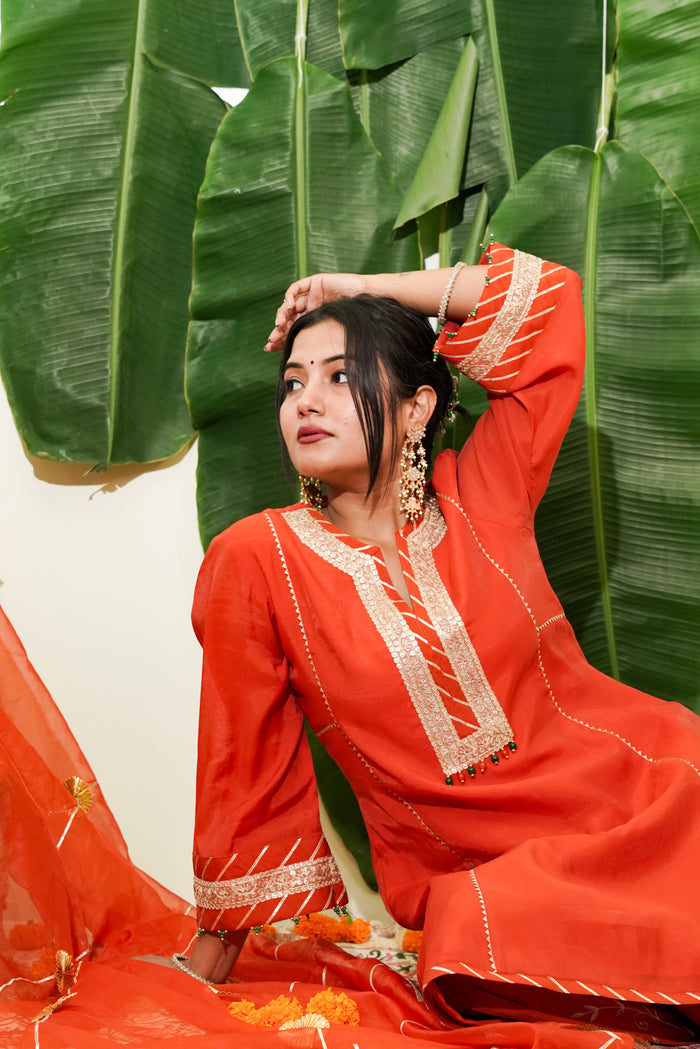 Aaradhaya - rust mul chanderi salwar suit set