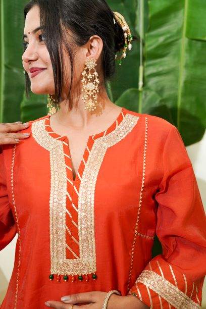 Aaradhaya - rust mul chanderi salwar suit set