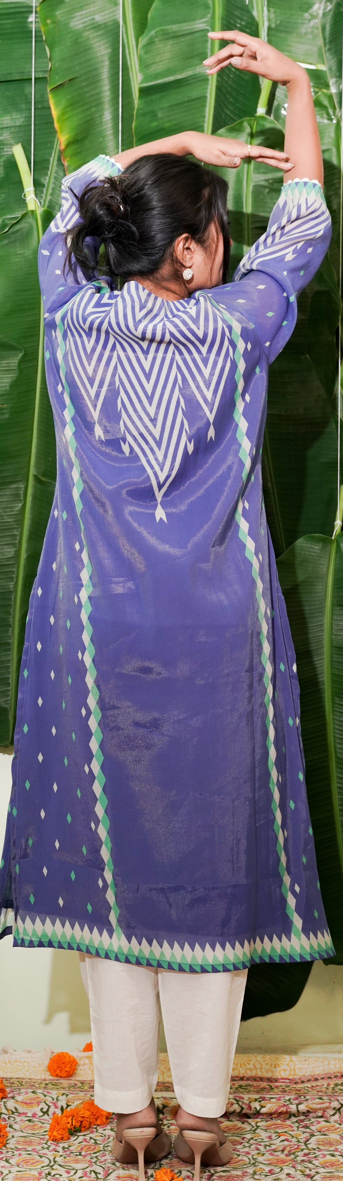 beautiful printed mul chanderi kurta