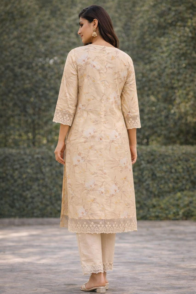 BeIge muslin kurta set