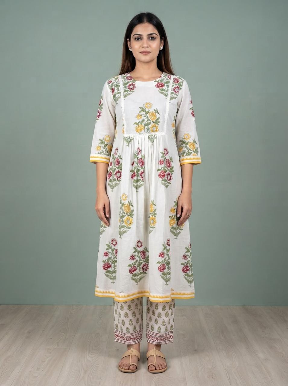Handblock Kurta Set