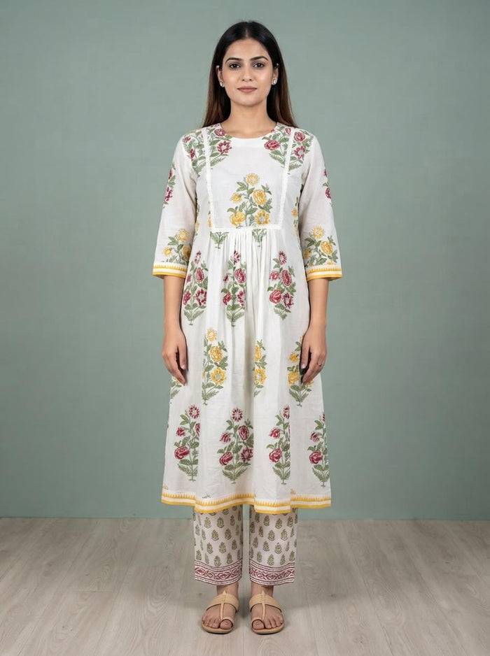 Handblock Kurta Set