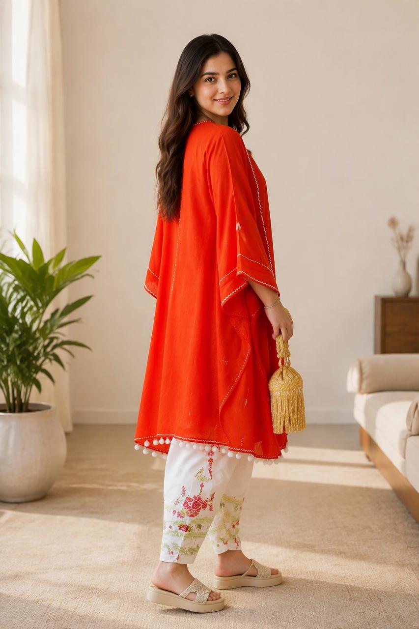 Chetna - red mul chanderi set